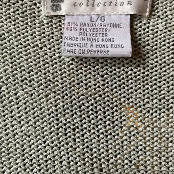 Light Green Openwork V-Neck Cardigan Sweater - Picture 6 of 6